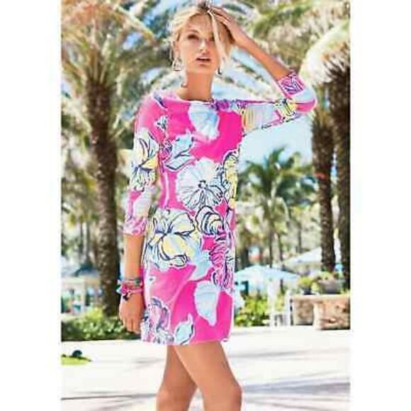 Lilly Pulitzer Marlowe Swept By the Tide Pink Tropical Dress - Picture 1 of 6